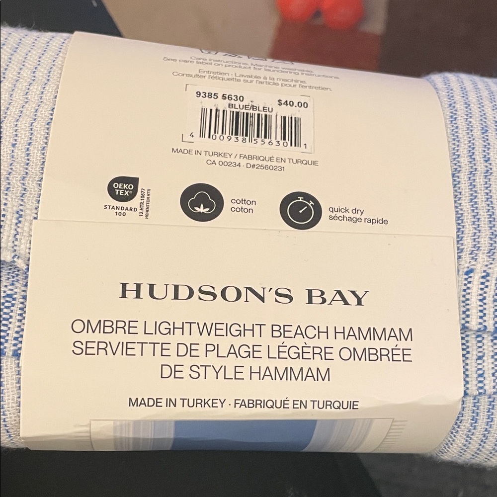 Hudson's Bay Blue Ombre Lightweight Beach Hammam Towel